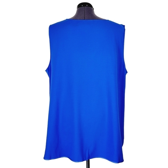 Lane Bryant Blouse Size 28P Blue Sleeveless V Neck High Low Lightweight Pullover - Picture 3 of 11